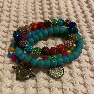 Multi Colored Breaded Bracelet Set with Charms